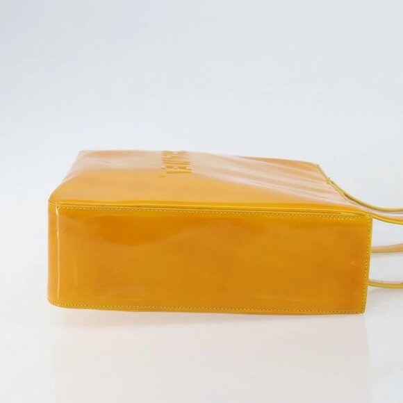 CHANEL Tote Bag Patent leather Yellow Gold CC Auth 142937 - Picture 5 of 16